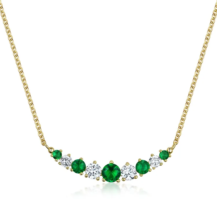 Thời Trang Bán Buôn Cầu Vồng Loạt Đầy Màu Sắc Sterling Silver Chain CZ Baroque Emerald Ruby Sapphire Đính Cườm Vòng Cổ Cho Phụ Nữ