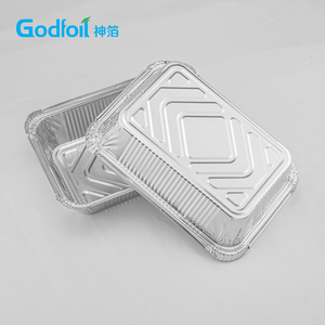 Barquette en aluminium <span class=keywords><strong>jetable</strong></span> de 2,25 lb (8,5x6 pouces) pour la livraison de repas aux restaurants américains, emballage de viande pour barbecue, plateau argenté - Product Image 2