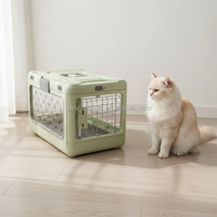 Cage de transport pliable en plastique OEM pour animaux de compagnie, à quatre roues, écologique, avec boucle de verrouillage, gain de place, compatible voiture, capacité 5 kg