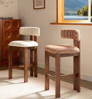 Tabouret de bar en bois massif de style français, chaise haute de salle à manger, chaise de comptoir de style mi-siècle pour la maison