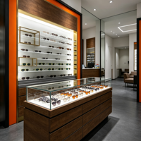 Vitrine optique de luxe sur mesure avec éclairage LED, présentoir à lunettes professionnel pour magasin d'optique, intérieur de magasin en acrylique