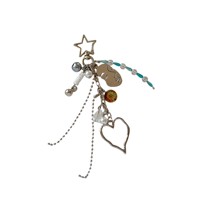 Breloque de sac style Y2K vintage, pendentif cœur creux visage humain abstrait, accessoire esthétique pour sac à main et clés