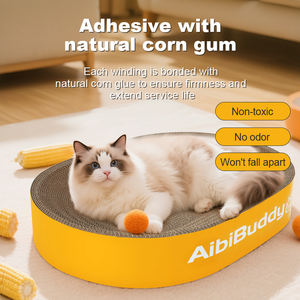 Çizilmeye dayanıklı Oval kedi tırmalama pedleri ile Modern dayanıklı oluklu kağıt kedi ağacı karton Scratcher - Product Image 3
