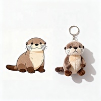 Porte-clés en peluche de loutre de mer de dessin animé de 10 cm - Jouet en peluche doux et durable respectueux de l'environnement avec pendentif pour sac