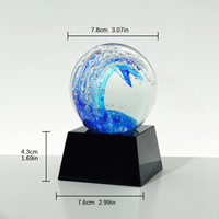 New Glass Art Bubble Waves Ocean Ball avec Black K9 Crystal Base Glass Trophy Awards