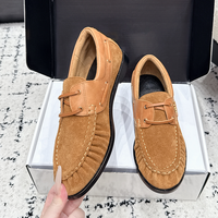 Chaussures bateau plates pour femmes et hommes, en cuir véritable patchwork, à lacets, bout plissé, semelle extérieure en caoutchouc antidérapante, légères