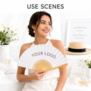 Abanico de Papel de Bambú de 7 Pulgadas con Logotipo Personalizado, Abanico Plegable para Regalo de Boda, Fiesta, Regalo Promocional de Verano, Recuerdo Empresarial - Product Image 3