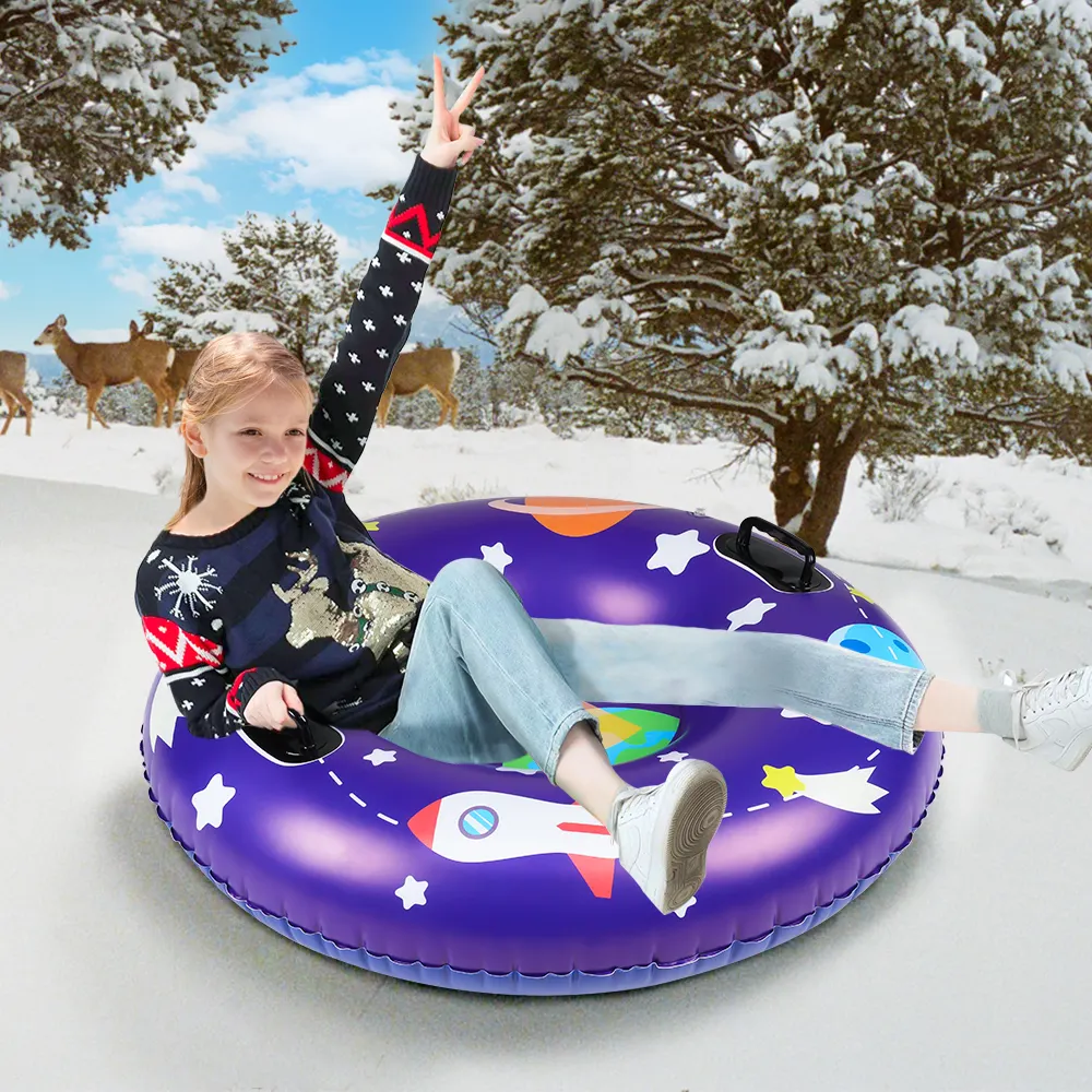 Rocket Pattern Snow Tube Ski Snow Scooter Snow Sled For Adult Child Kids PVC Material Suitable Inflatable Ski Circle