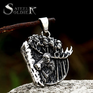 SS8-899P acier inoxydable écureuil <span class=keywords><strong>pendentif</strong></span> 3D rond haute qualité bijoux pour hommes Animal <span class=keywords><strong>sanglier</strong></span> <span class=keywords><strong>pendentif</strong></span> bijoux en gros - Product Image 3