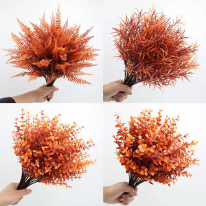 ช่อดอกไม้ประดิษฐ์พลาสติกสีเขียว ต้นยูคาลิปตัส หญ้าเปอร์เซีย ใบเงิน ต้นสน สำหรับงานแต่งงาน โรงแรม ตกแต่งภายนอก - Product Image 3