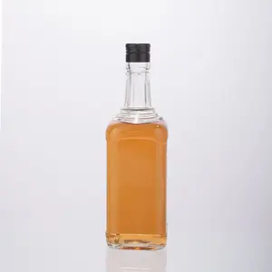 Premium Square Shaped Empty Alcohol Brandy Whisky Glass Bottles Custom Liquor 700ml Vodka Whisky Bottle Wholesale
