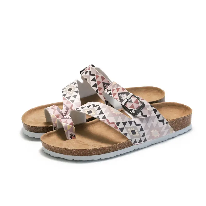 Chinelo de flores para praia, sandália feminina com fivela