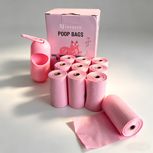 Sacs à déjections canines biodégradables épaissis, design simple, 15 rouleaux/sac, 12x9 pouces, durables, écologiques, portables - Product Image 1