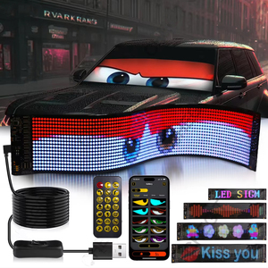 Panneau lumineux LED matriciel pour voiture et camion, écran de pare-brise, œil de démon, commande à distance par application, décoratif, électronique, DIY, 12-24V 5W - Product Image 1