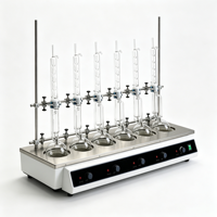 Équipement de laboratoire : Mantille chauffante à 6 positions avec contrôle de température et appareil d'extraction Soxhlet complet en verre de 250 ml