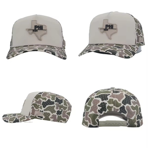 Laser Cut Perforated 5 Panel Camouflage Golf <b>Cap</b> OEM Waterproof Polyester Custom PVC Logo Sport Baseball Hat <b>Camo</b> - Product Image 2
