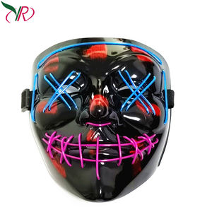 หน้ากากนีออน PVC สำหรับเทศกาลคริสต์มาสและฮาโลวีนพร้อมไฟ LED สายเอลอุปกรณ์คอสเพลย์สยองขวัญสยองขวัญ DJ purge' สำหรับปาร์ตี้ - Product Image 6