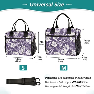 Reusable Aloha Lunch Bag Hawaii Flower Custom Print <b>Sublimation</b> Insulated Cooler Bag Lunch Tote with Adjustable Shoulder Strap - Product Image 2
