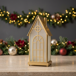 Latest Trending Style <b>Gold</b> Metal House Shape Candle Holder <b>Lantern</b> for Christmas Home Decorations - Product Image 1
