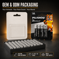 Baterai Alkaline OEM AA LR6 MN1500 1.5V 0.0% Merkuri Kapasitas Tinggi Kemasan Blister untuk Remote Control, Mainan, dan Radio