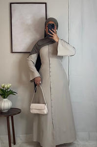 Customized Design Women <strong>Abaya</strong> With Button Design Premium Fabric High Quality Full Length Islamic Women Muslim Closed Abayas - Product Image 4