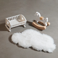 Miniature berceau en bois, cheval de Troie, tapis nuage 1:12 pour décoration, mobilier, jouet, maison de jeu en bois, meubles de chambre