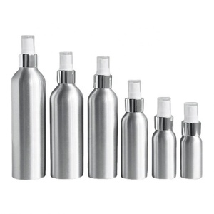 Botella de Aluminio Vacía de 300ml 500ml, Recargable, Plateada, con Pulverizadores Blancos y Negros - Product Image 3