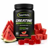 Gummies Énergétiques à la Créatine OEM, Saveur Pastèque, 5000mg par Portion, Haute Concentration, Emballage Bouteille de 60 Comprimés