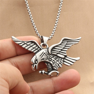 Collier pendentif aigle en acier inoxydable pour homme, style rétro punk, bijou animalier, cadeau 280468 - Product Image 4