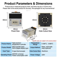 Contrôleur de température numérique intelligent XRKC E5C4/E5C2 avec bouton rotatif de type K, thermostat PID réglable OEM/OEM pour l'emballage