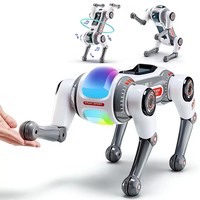 STEM Roboter-Haustier 2,4G RC Bionischer Stunt-Roboterhund mit Lebensechten Tricks, KI-Sprachinteraktion und Dynamischer LED-Beleuchtung und Musik