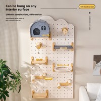 Arbre à chat mural en bois, panneau perforé pour l'escalade murale des chats, accessoires, panneau en bois perforé, ensemble combiné lit pour chat Freedom