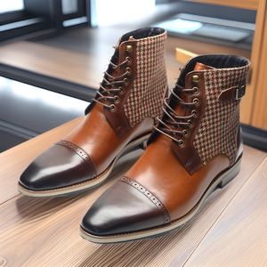 Chaussures en cuir sur mesure pour hommes luxueuses, bottes décontractées élégantes à lacets à bout pointu et à tige haute - Product Image 5