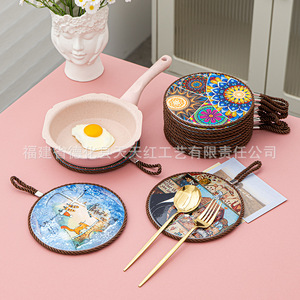 Tapis isolant thermique en céramique KFB017, rond, 17 cm, motif médaillon, antidérapant, pour la cuisine, fabriqué en Chine - Product Image 3