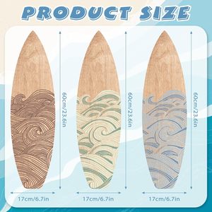 Lot <span class=keywords><strong>de</strong></span> 3 décorations murales en bois en forme <span class=keywords><strong>de</strong></span> planche <span class=keywords><strong>de</strong></span> <span class=keywords><strong>surf</strong></span>, ensemble d'art mural vague et plage, grande plaque décorative en bois en forme <span class=keywords><strong>de</strong></span> planche <span class=keywords><strong>de</strong></span> <span class=keywords><strong>surf</strong></span> pour décorations estivales tropicales - Product Image 3