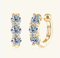 Mode lumière luxe Style Moissanite boucles d'oreilles Style coréen oreille cerceaux pour les femmes rétro Cool pur argent Clip sur l'usure quotidienne