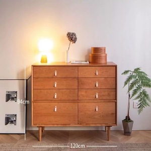 Nordic Cherry Wood Eight Drawer <b>Chest</b> Solid Wood Dresser Bedroom <b>Storage</b> Cabinet Japanese Style Simple Design - Product Image 3