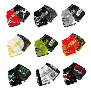 Wholesale Modern Green Muay <strong>Thai</strong> <strong>Shorts</strong> High Quality <strong>Boxing</strong> <strong>Sewing</strong> <strong>Pattern</strong> Kickboxing Pants Martial Arts Wear - Product Image 3