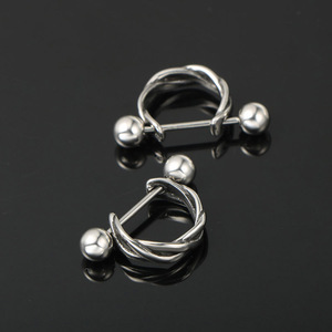 Cross Border <b>Titanium</b> Steel <b>Stud</b> Earrings Geometric Twist Design For Men Women CF112 - Product Image 4