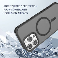 Coque de téléphone transparente en TPU+PC pour iPhone 15 Pro Max, protection contre les chocs, charge magnétique sans fil, anti-chute, coque arrière
