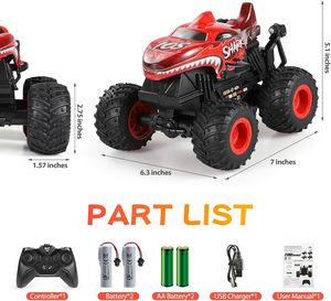 DWI 2,4 Ghz 1:20 All Terrain Shark Coche de control remoto con música y luz 360 grados RC Novedad Juguete Regalos para niños y niñas - Product Image 2