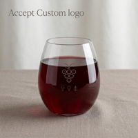 Gobelets en plastique PLA/PET jetables sans pied, haute clarté, multi-tailles, transparents comme du cristal, avec logo personnalisé pour fêtes, événements, vin de luxe