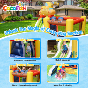 Château gonflable sur le thème de l'excavatrice Cocofish, structure gonflable en tissu Oxford avec toboggan et <span class=keywords><strong>piscine</strong></span> à jets pour les fêtes d'enfants - Product Image 3