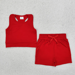 Vente flash - Ensemble de vêtements de sport d'été pour filles - Débardeur uni avec poches et short - Vêtements de yoga pour sœurs - Product Image 4