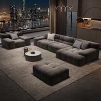 Ensemble de canapés sectionnels modernes en tissu inclinables en forme de L pour appartement et villa, design nordique de luxe