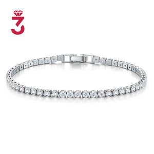 Pulsera de Moissanita de 3mm, Plata de Ley S925, Una Sola Hilera, 4 Puntas, Clásica y Elegante, para Mujeres y Hombres - Product Image 5