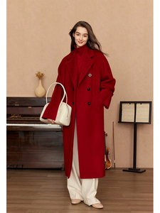 Wholesale Winter British Style Long Wool <strong>Coat</strong> Women Daily Commute Outwear Woolen Cashmere Double Breasted Windproof Warm - Product Image 3
