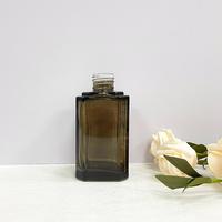 Bouteille en verre de diffuseur de roseau carré de luxe ambre dégradé vide de 100ml pour bouteille à la maison