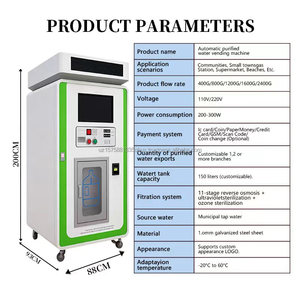 Community Square Shaped Water Vending Machine 24H Automatic 400 GPD Food Grade Reverse Osmosis Purification 11-Stage Filtration - Product Image 2