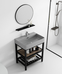 Lavabo en céramique marbrée intégré moderne pour la maison, lavabo mural étroit résistant à l'eau, miroir intelligent pour les petits espaces de salle de bain - Product Image 4